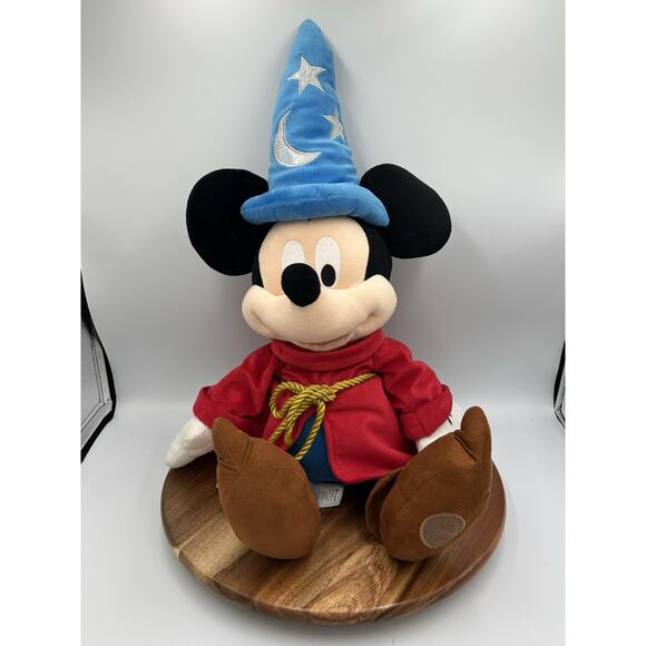 Disney Store Sorcerer Mickey Mouse Plush Fantasia Red Robe Wizard Hat 20” Toy - Picture 1 of 8